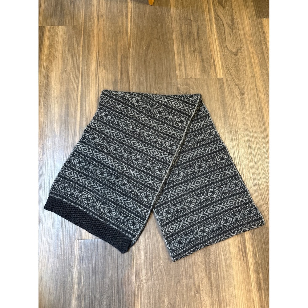 H&M Gray Fair Isle Wool Blend Knit Geometric Winter Scarf 70"